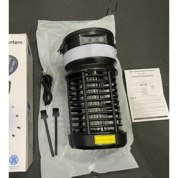 Solar Bug Zapper Outdoor,Cordless Rechargeable Mosquito Zapper, 4200V High Power - Picture 2 of 2